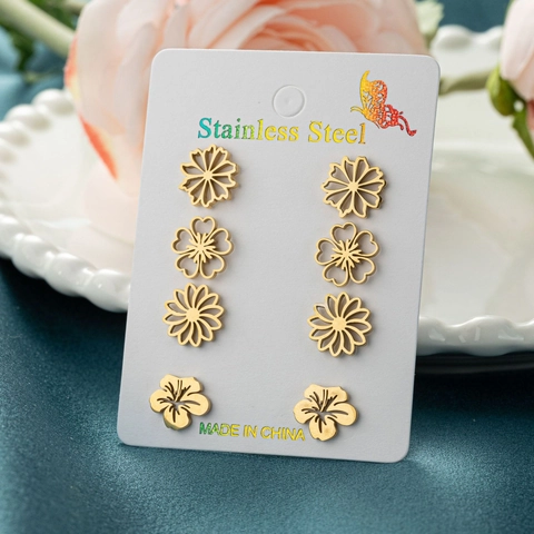 Edelstahl Blumen Ohrstecker Gänseblümchen Kirschblüte Hohl Schmuck Für Damen Mode Accessoires