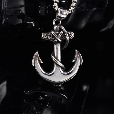 Collana Con Ciondolo A Ancora In Acciaio Inossidabile Corda Nautica Avvolta Gioielli Vintage Sailor Rock Punk Per Uomo Donna
