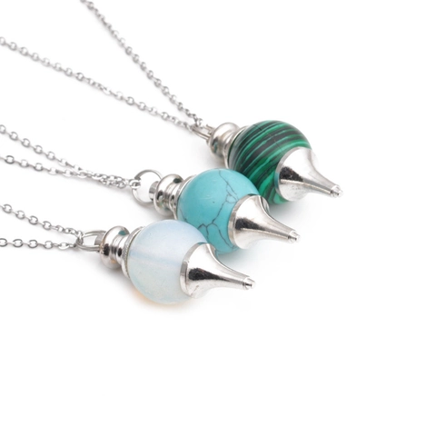 Hanger Ketting Roestvrij Staal Ketting Legering Natuursteen Kegel Pendel Reiki Meditatie Sieraden Voor Dames Heren
