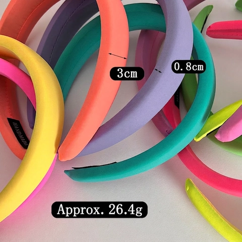 Padded Headband Fabric Sponge Thickened High Top Neon Solid Color Sweet Hair Hoop For Women Handmade