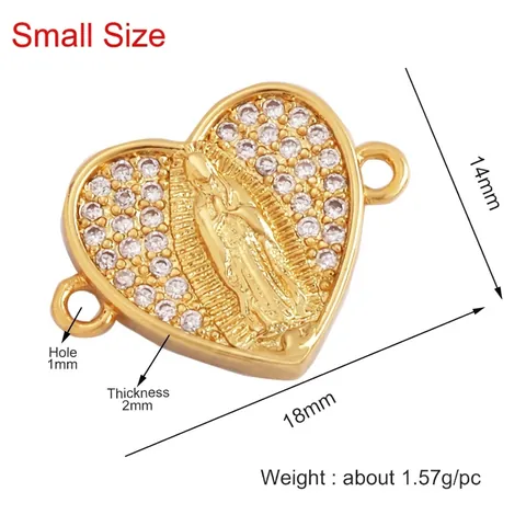 Connettori Per Gioielli Micro Pave CZ Placcati Oro Religiosi Vergine Maria Cuore Corona Croce Maglie Per Creazione Gioielli