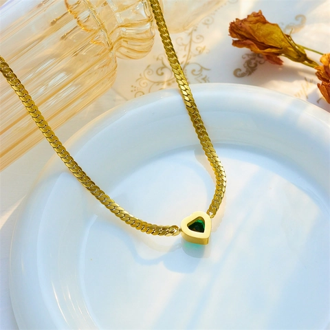 Elegante Collar de Colgante de Corazón de Acero Inoxidable para Mujer Cadena de Torsión de Diamantes Joyería de Moda