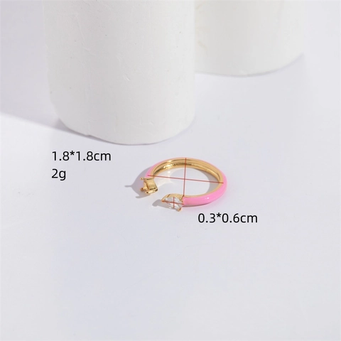 Adjustable Open Ring Copper 14K Gold Plated Teardrop Cubic Zirconia Colorful Enamel Fashion Jewelry For Women