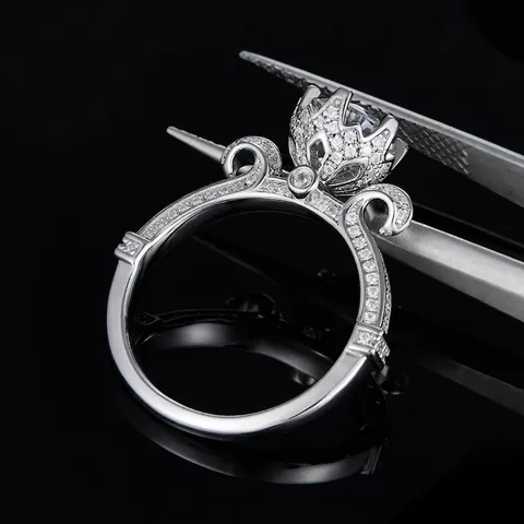 Lussuoso Anello in Argento Sterling 925 Da 1 Carato Moissanite Per Donna Il Lago dei Cigni Montatura a Corona Fidanzamento Matrimonio Gioielli Moissanite