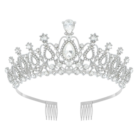 Elegant Crystal Crown Tiara Alloy Rhinestone Bridal Headpiece For Wedding Birthday Party Prom Women With Hair Combs