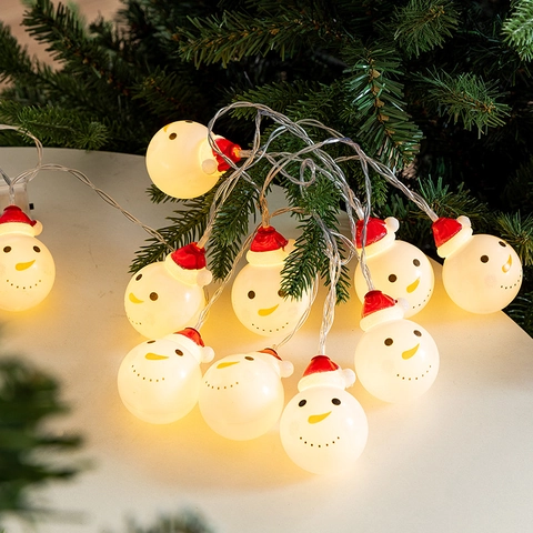 Christmas LED String Lights Santa Claus Snowman Fairy Lights Warm White For Holiday Xmas Tree Home Party Decoration Plastic