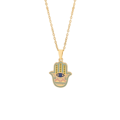 Böser Blick Hamsa Hand Anhänger Halskette Edelstahl Gold Emaille Elefant Sonne Herz Schutzschmuck Für Damen