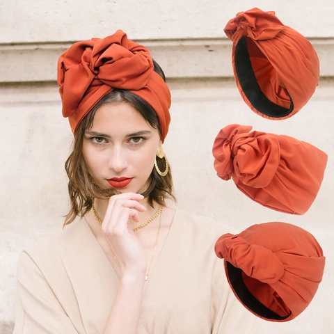 Damen Turban Hut Gedrehter Knoten Mode Kopfbedeckung Plissee Polyester Vintage Stil