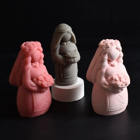 3D Maria Siliconen Mal Handboeket Bruid Vorm DIY Geurkaars Gips Maken Gereedschap Ambachtelijk Ornament