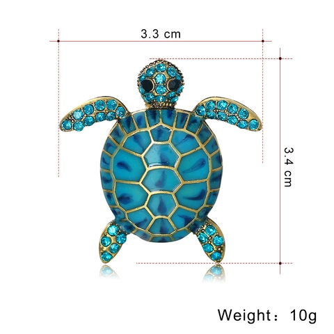 Zeeschildpad Dier Broche Emaille Legering Met Glinsterende Steentjes Mode Decoratieve Accessoire Voor Pak Jas