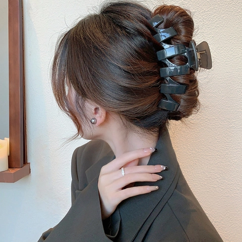 Grote Haarklemmen Sterke Grip Mat Acryl Geometrisch Antislip Voor Dik Haar Franse Stijl Dames Haaraccessoires
