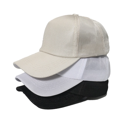 Baseball Cap Breathable Polyester Mesh Sun Protection Outdoor Fishing Hat Casual Solid Color Curved Brim Adjustable For Men