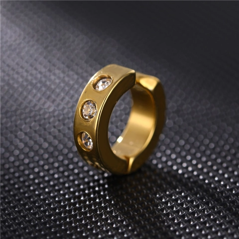Orecchini A Clip In Acciaio Inossidabile Senza Buco Clip Per Ossa Dell'orecchio Zircone Intarsiato Forma U Punk