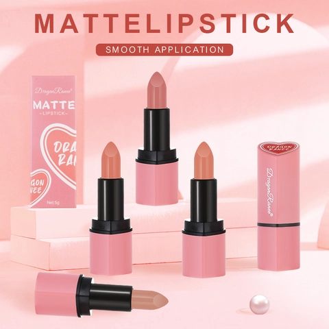 Hartvormige Matte Lippenstift Fluweelzacht Glad Langdurig Lip Tint Voor Dames Nude Rood Roze Kleuren