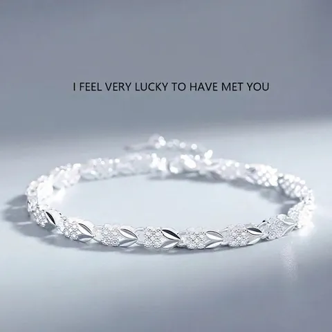 925 Sterling Silver Four-Leaf Clover Bracelet Heart Charm Adjustable Lucky Jewelry For Women