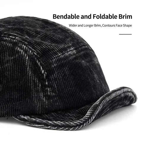 Cappello Camp In Velluto A Coste Retrò Lavato Visiera Corta Regolabile Berretto Da Baseball In Cotone Unisex