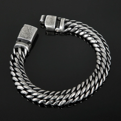 Vintage Edelstahl Armband Für Herren Schwere Retro Panzerkette Industrieller Punk Schmuck Mit Mechanischer Schnalle