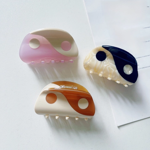 Hair Claw Clip Acetate Yin Yang Tai Chi Chic Chinese Style Niche Hairpin Elegant Accessories For Women