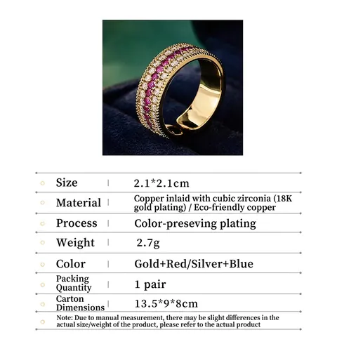 Mode Zirkonia Kompass Offener Verstellbarer Ring Für Damen Kupfer Galvanisiert Mikrosatz Bunter Edelstein Schmuck