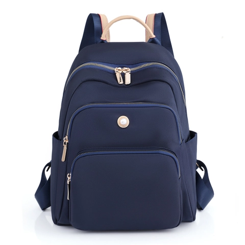 Zaino Da Donna Moda Nylon Resistente All'acqua Tasche Multiple Grande Capacità Pendolarismo Viaggio Scuola Con Decoro Künstliche Perle