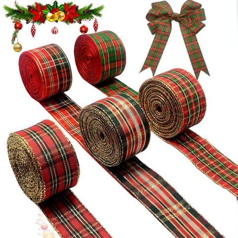 Nastro Scozzese Natalizio Bordo In Filo Dorato Tartan Nastro Decorativo Per Confezioni Regalo Fai Da Te Albero