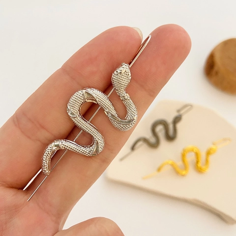 Pendientes Trepadores Con Forma De Serpiente Aleación Textura Escamas Joyería Punk Gótica Para Mujer Con Pasador Largo