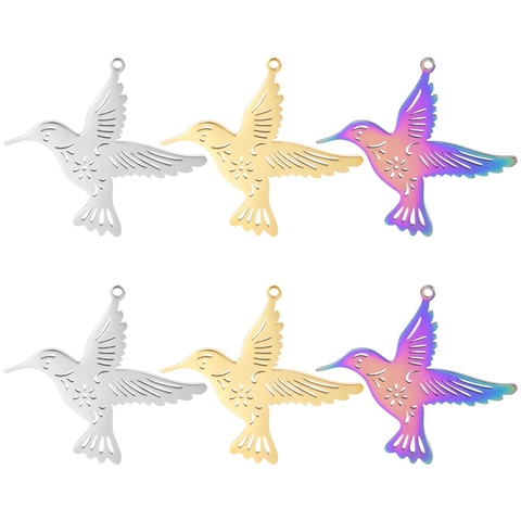 Kolibri Anhänger Halskette Edelstahl Hohl Aus Filigran Vogel Tier Schmuck Mode Geschenk Für Frauen