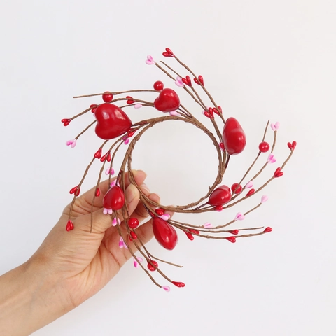 Couronne Anneau De Bougie Baies De La Saint Valentin Décoration De Table De Mariage Romantique Rouge Rose Mousse