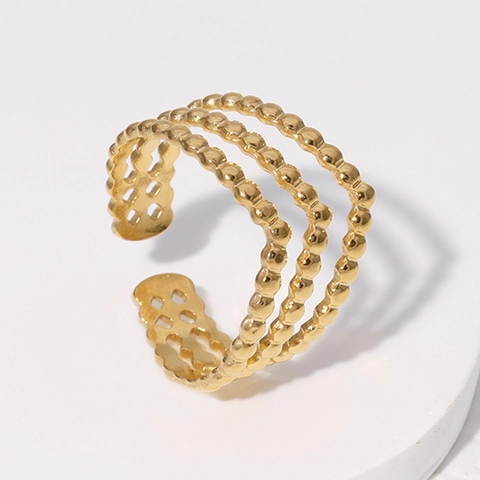 Edelstahl Offener Ring Mehrlagig Perlenkette Welle Geometrisch Verstellbar Modeschmuck Für Frauen Nicht Verblassend