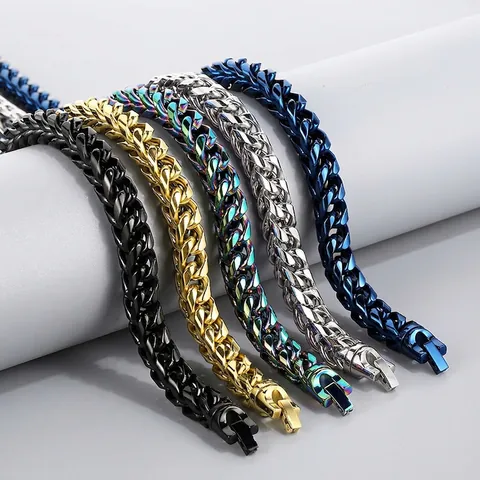 Collar De Cadena De Dragón De Acero De Titanio Para Hombre Pulido Hip Hop Punk Streetwear Joyería Multicolor Oro Negro Azul