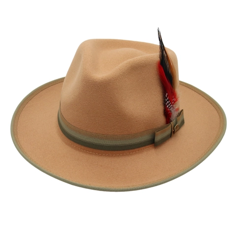Cappello Fedora Stile Britannico Vintage Tesa Larga Feltro Di Cotone Con Decorazione Piuma Nastro Per Uomini Donne Jazz Elegante