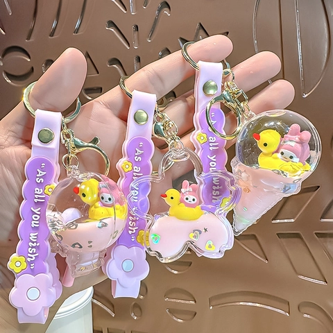 Llavero De Arenas Movedizas Líquidas Acrílico Figuras Animales Dibujos Animados Lentejuelas Flotantes Adorno Bolso Para Niñas