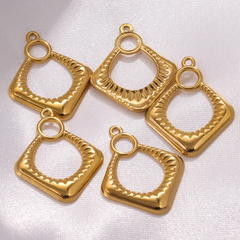 Charms Colgantes Texturizados Rombo Acero Inoxidable Accesorios Para Fabricación Joyas DIY Pendientes Collares Estilo Bohemio