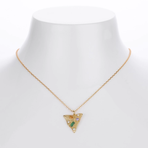 Collier Pendentif Triangle en Argent Sterling 925 avec Zirconia Coloré Incrusté Chaîne de Clavicule Or Argent Bijoux Femmes