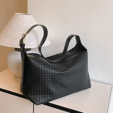 Borsa A Spalla Hobo Intrecciata In Pelle PU Borsa Tote Per Donna Vintage Casual Stile Nicchia Colore Solido