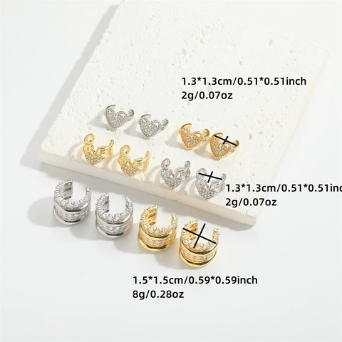 Moda Corazón LOVE Letra Ear Cuffs Cobre Circón Multicapa No Perforado Clips De Oreja Joyería De Tendencia Mujer