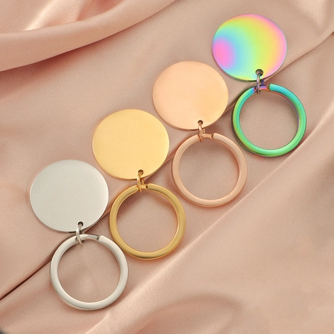 Portachiavi In Acciaio Inossidabile Targhetta Rotonda Lucidata A Specchio Incisione DIY Accessorio Di Moda