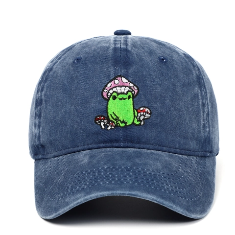 Cappello Da Baseball Cotone Lavato Ricamo Rana Fungo Regolabile Vintage Protezione Solare Cappello Retrò Esterno