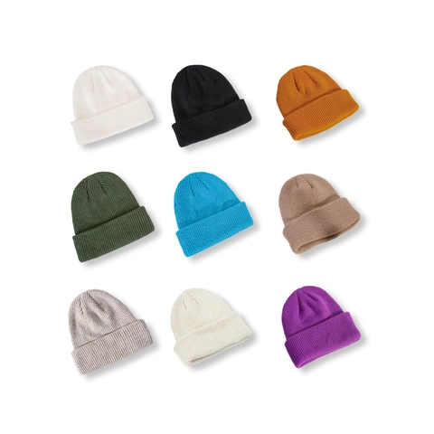 Bonnet Beanie Tricot Côtelé Acrylique Chaud Hiver Revers Skull Cap Patch CLASSIC Décontracté Mode Pour Hommes Femmes