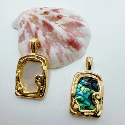 18K Gold Plated Copper Charms Natural Abalone Shell Mother Of Artificial Pearl Rose Flower Key Baroque Style For DIY Jewelry Making