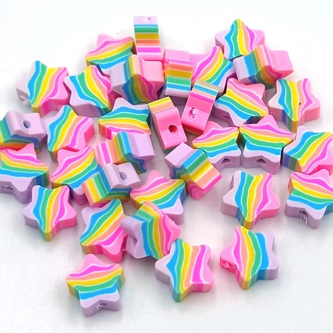 Perline A Stella Arcobaleno Argilla Polimerica Righe Pentagramma Per Creazione Di Gioielli Fai Da Te Bracciale Collana Artigianato