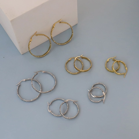 Orecchini A Cerchio Intrecciati Acciaio Inossidabile Minimalista Geometrico Trama A Spirale Gioielli Di Moda Per Donne Elegante
