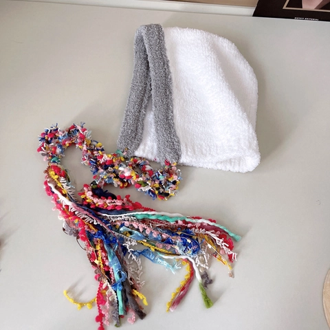 Bonnet À Rabat D'oreille En Peluche D'hiver Gland Coloré Style Bohème Ethnique Tricoté Chapeau De Princesse