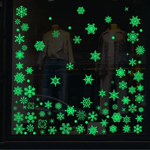 Nachleuchtende Schneeflocken Weihnachten Statische Fensteraufkleber Luminous PVC Glasbilder Für Festliche Winter Dekoration