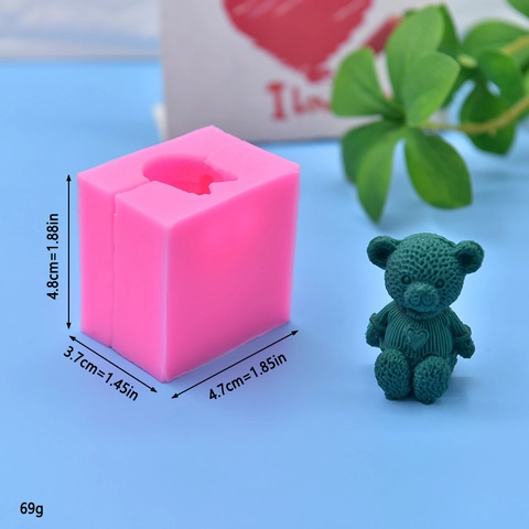 Bären Silikonform 3D Strickmuster Herzform Für DIY Seife Fondant Kerze Handwerk