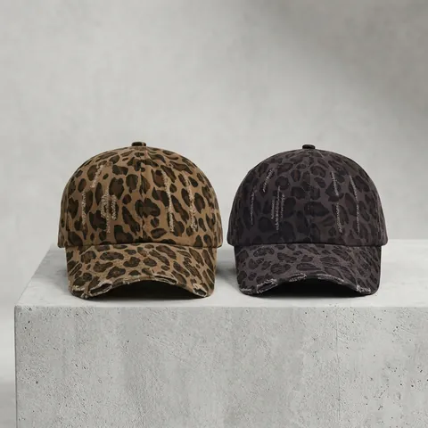 Gorra De Béisbol Estampado Leopardo Algodón Ajustable Visera Curva Estilo Y2K Vintage Streetwear Hombres Mujeres