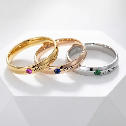 Anello Rotondo Minimalista in Acciaio Inossidabile 304 Con Strass Colorato Fascia Lucida per Donna Gioielli Moda Quotidiani