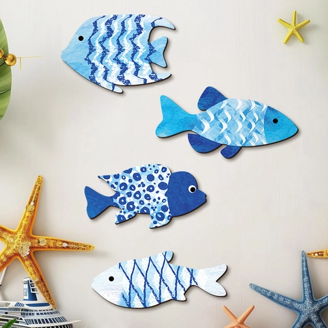 Decoración de Pared de Madera Mediterránea Pez Tortuga Delfín Ornamento de Animal Marino para Sala de Estar Baño Jardín Hogar Decoración