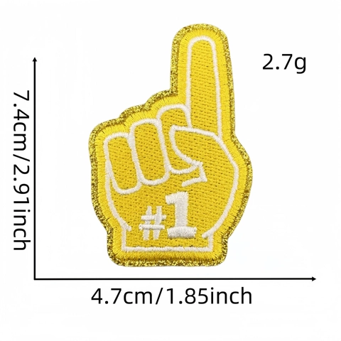 Nummer 1 Handgeste Bestickte Aufnäher Bügelbilder Stoff Glitzer Dekorative Abzeichen Für Kleidung Jacken Rucksäcke DIY