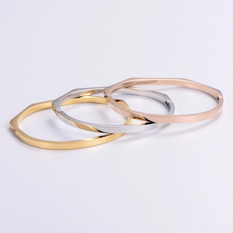 Brazalete Hexagonal De Acero Inoxidable 304 Con Nácar Y Circonita Joyería Geométrica De Moda Para Mujer
